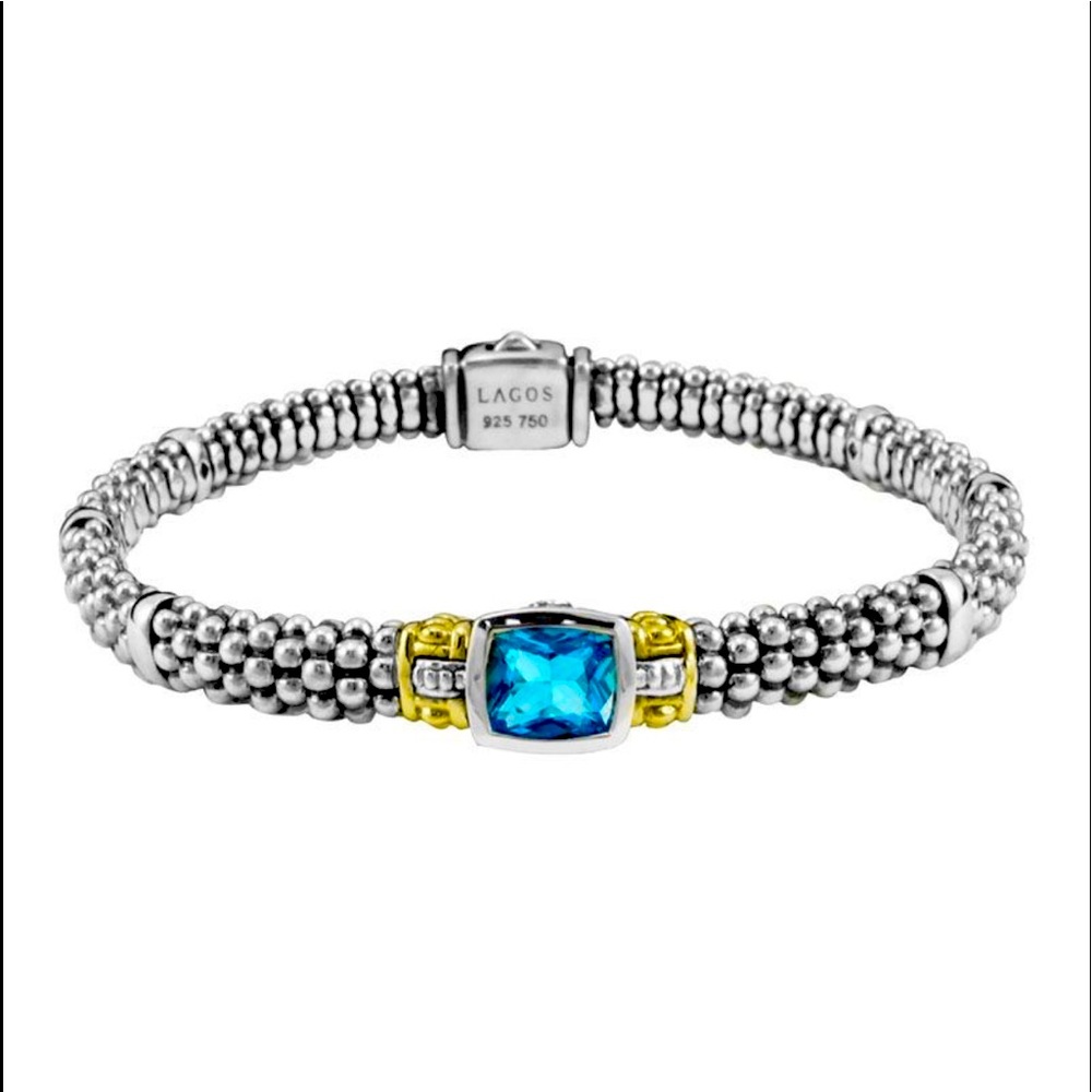 Lagos, blue topaz, glacier, 6mm.